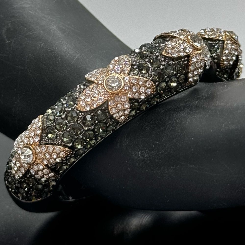 High End Department Store Designer Kissable Hinged Cuff Bracelet with Pave Cz